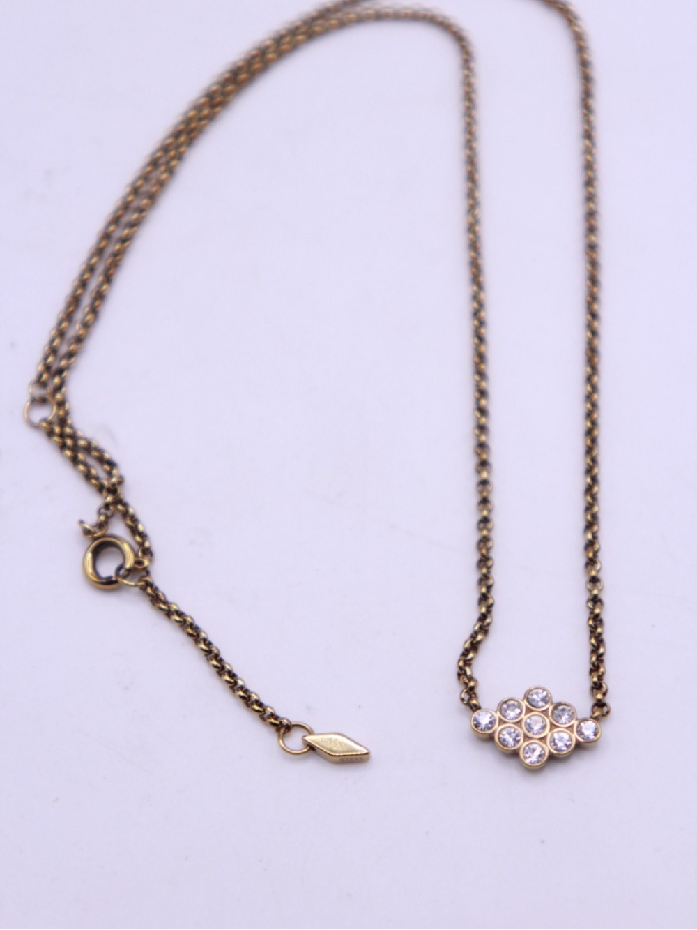 Fossil Gold-Tone Necklace with Clear Crystal Cluster - Picture 1 of 6